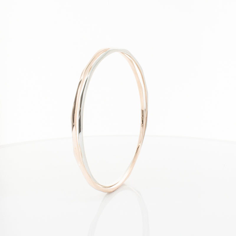 9ct Rose Gold & Sterling Silver Entwined Bangle-Bracelet-Walker & Hall