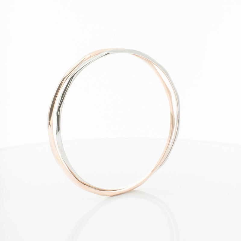 9ct Rose Gold & Sterling Silver Entwined Bangle-Bracelet-Walker & Hall