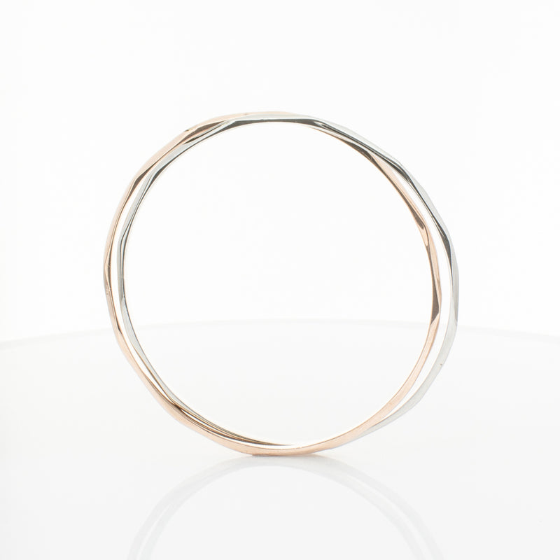 9ct Rose Gold & Sterling Silver Entwined Bangle-Bracelet-Walker & Hall
