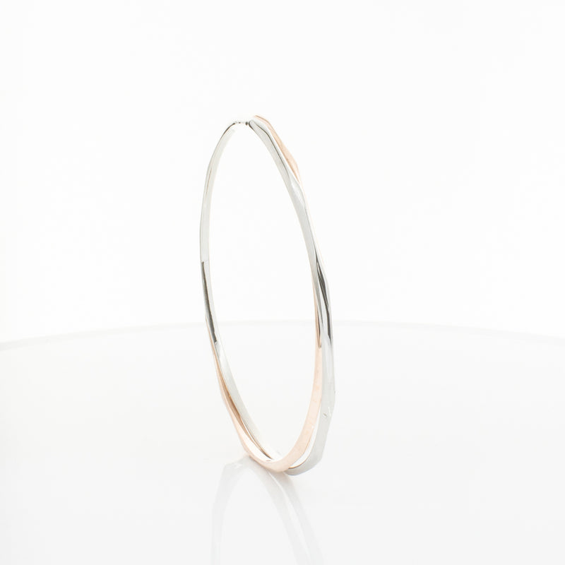 9ct Rose Gold & Sterling Silver Entwined Bangle-Bracelet-Walker & Hall