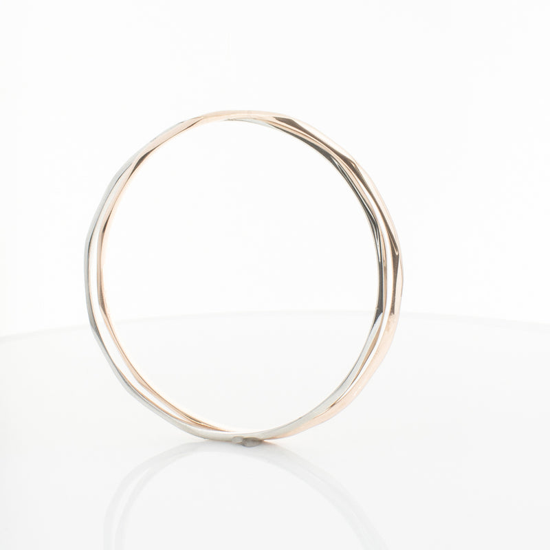 9ct Rose Gold & Sterling Silver Entwined Bangle-Bracelet-Walker & Hall