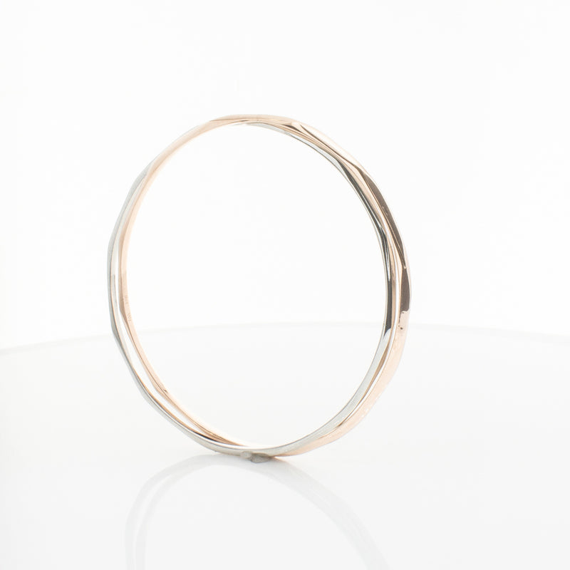 9ct Rose Gold & Sterling Silver Entwined Bangle-Bracelet-Walker & Hall