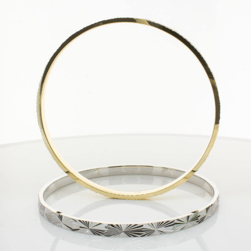 9ct Yellow Gold Reflections Bangle-Bracelet-Walker & Hall