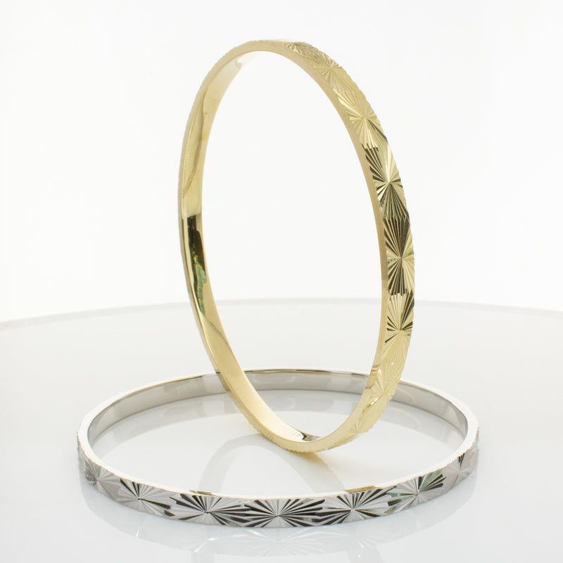 9ct Yellow Gold Reflections Bangle-Bracelet-Walker & Hall