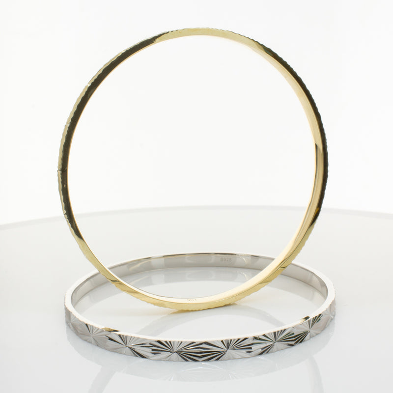 9ct Yellow Gold Reflections Bangle-Bracelet-Walker & Hall
