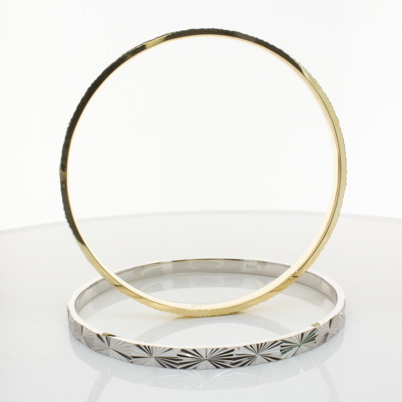 9ct Yellow Gold Reflections Bangle-Bracelet-Walker & Hall