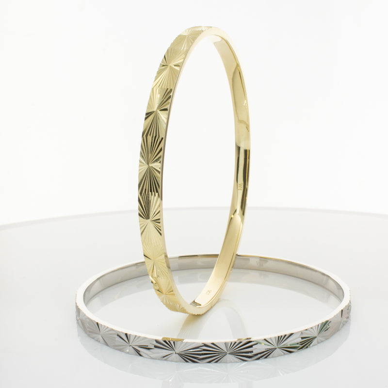 9ct Yellow Gold Reflections Bangle-Bracelet-Walker & Hall