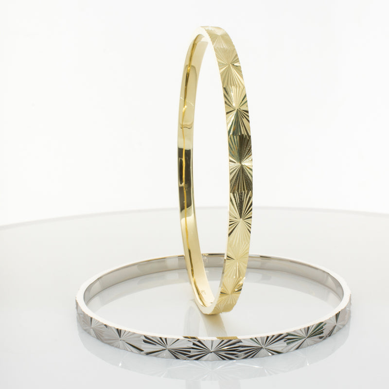 9ct Yellow Gold Reflections Bangle-Bracelet-Walker & Hall