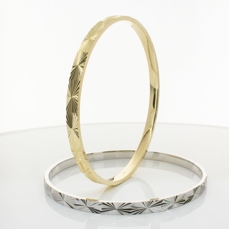 9ct Yellow Gold Reflections Bangle-Bracelet-Walker & Hall