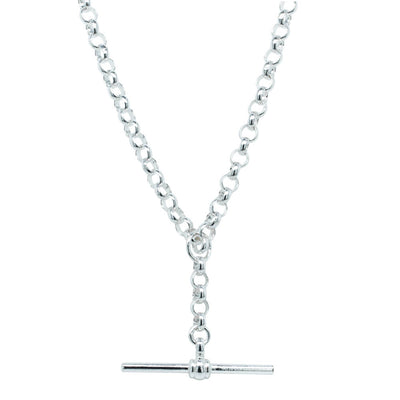 Sterling Silver Belcher Link Fob Chain-Necklace-Walker & Hall