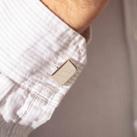 Sterling Silver Rectangular Cufflinks-Cufflinks-Walker & Hall