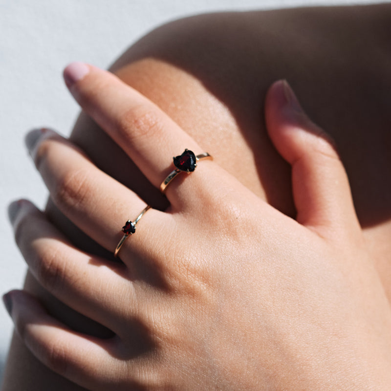 Meadowlark Heart Jewel Ring - Sterling Silver & Thai Garnet-Ring-Walker & Hall