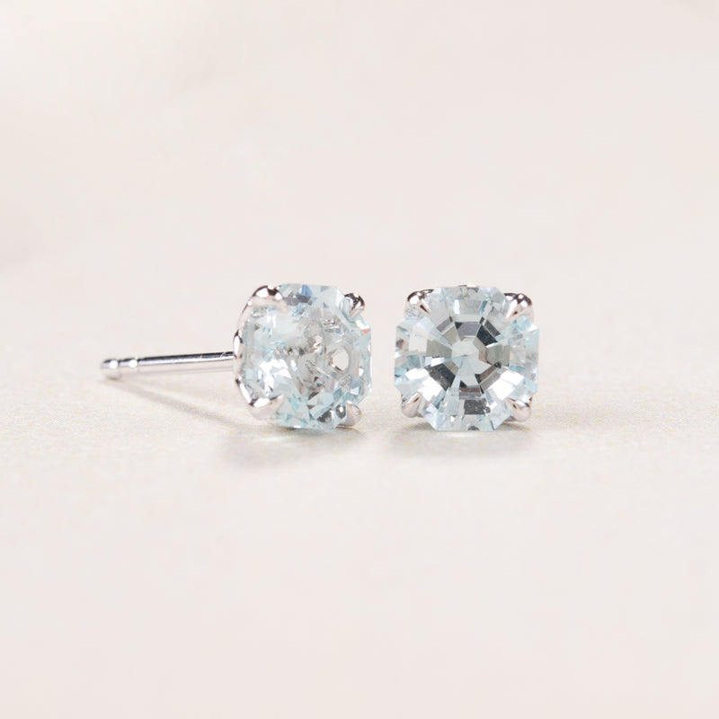 18ct White Gold Aquamarine Octavia Stud Earrings-Earrings-Walker & Hall