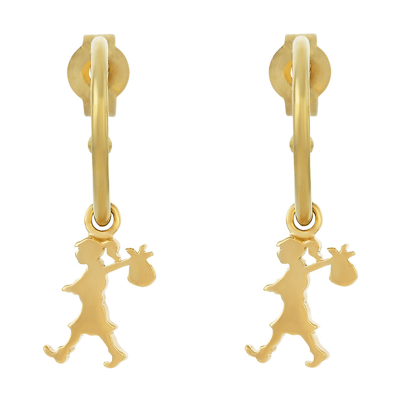 Karen Walker Runaway Girl Hoop Earrings - 9ct Yellow Gold-Earrings-Walker & Hall