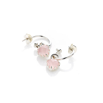 Stolen Girlfriends Club Love Anchor Earrings - Sterling Silver & Rose Quartz-Earrings-Walker & Hall