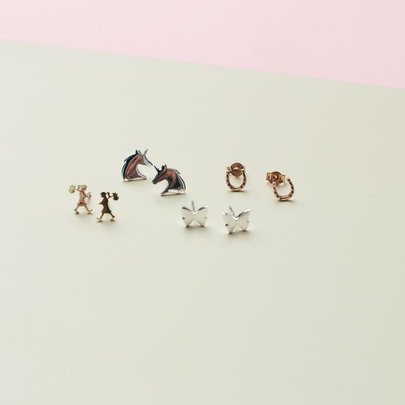 Karen Walker Mini Butterfly Earrings - Sterling Silver-Earrings-Walker & Hall