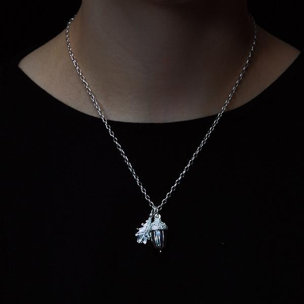 Karen Walker Acorn And Leaf Necklace - Sterling Silver-Necklace-Walker & Hall
