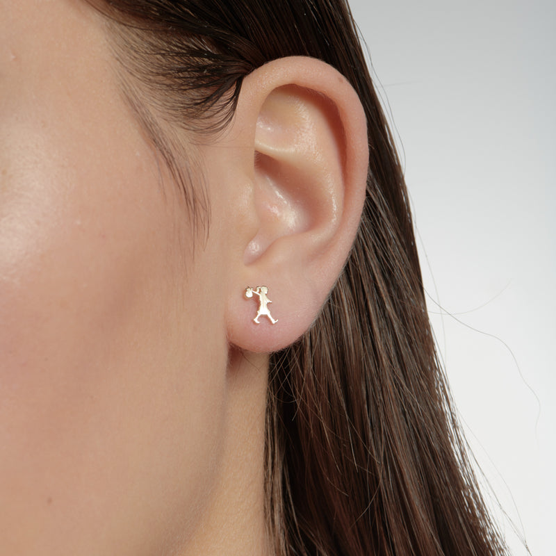 Karen Walker Mini Runaway Girl Studs - 9ct Yellow Gold-Earrings-Walker & Hall